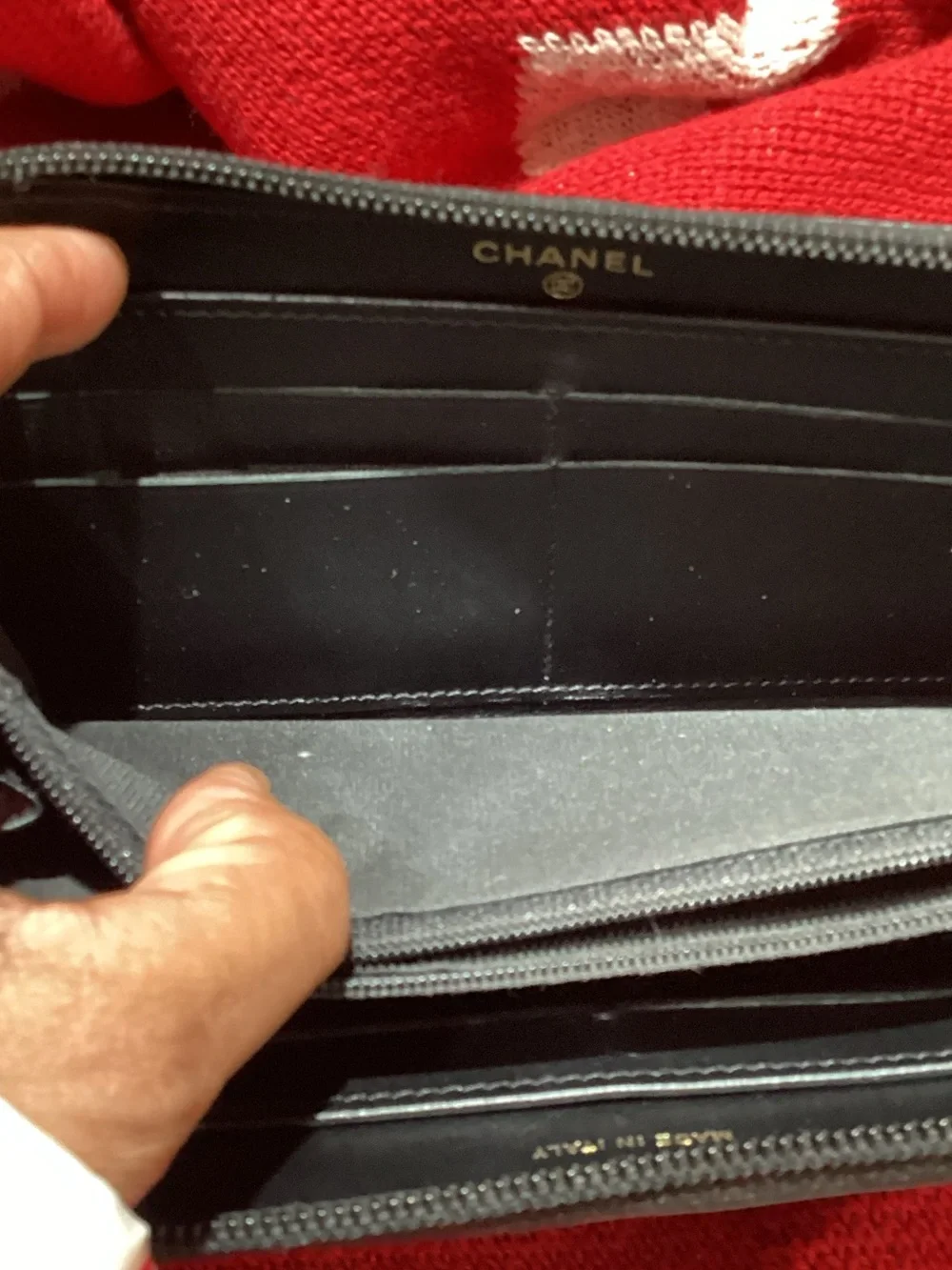 CHANEL Black Quilted CC Zip-Around Wallet